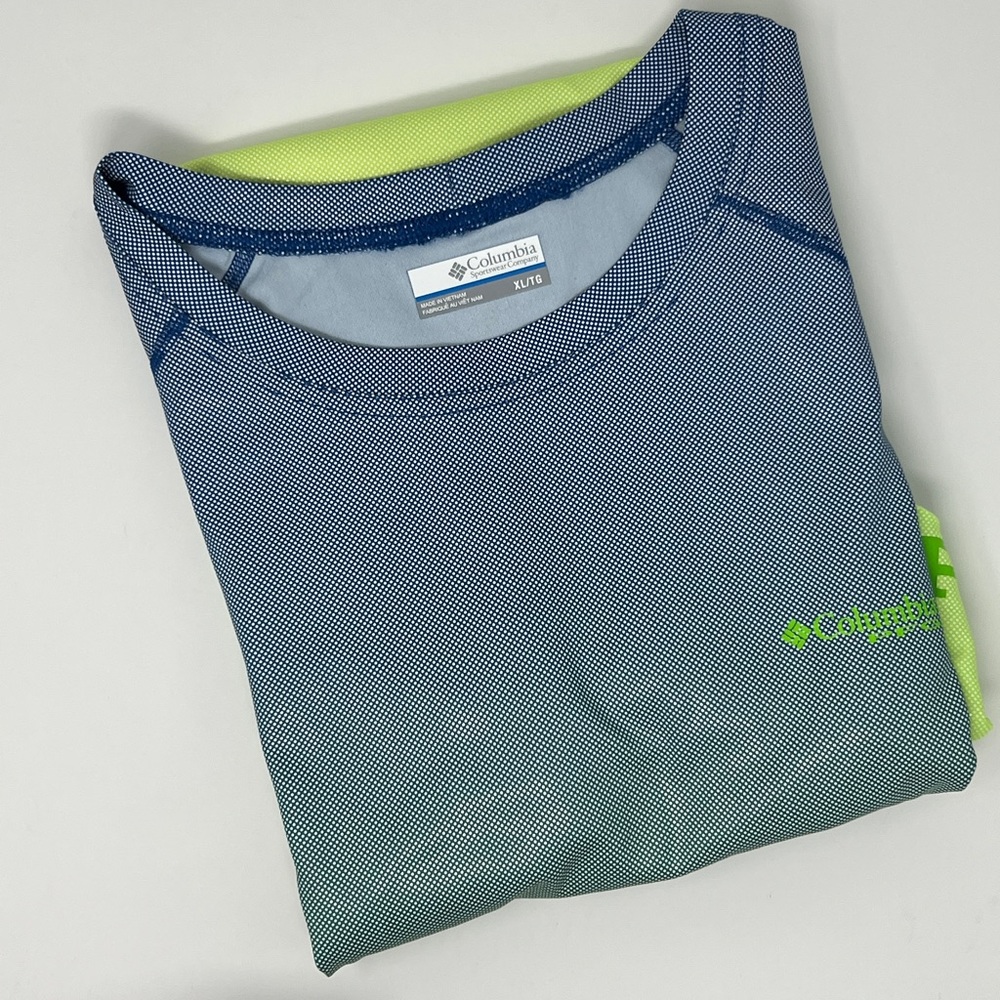 Columbia sportswear company long sleeve shirt XL blue green, yellow ombré